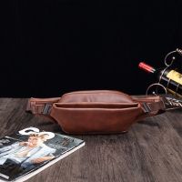 JCHENSJ Mens Casual PU Leather Waistpack Waterproof Fashion Outdoor Sports Chest Bag Vintage Soft  Coffee Solid Color Bag Running Belt