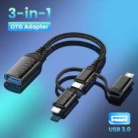 [HOT TALQQQWWEGE 583] 2in1 3in1 USB 3.0ถึง8-Pin/type C/micro USB OTG Adapter Cable สำหรับ iPhone 14 13 12 11 Pro 3 In 1 Data Converter สำหรับเมาส์กล้อง