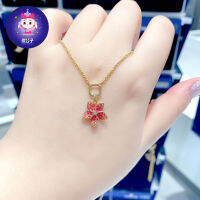 Original แท้จริง Swarovski สร้อยคอดอกไม้คริสตัลสีชมพูสำหรับผู้หญิง Sweet Girl Clavicle Chain