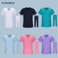 Dental Hospital Working Scrub Suits Unisex Surgical Clothes Medical Accessories Pocket V-neck Scrubs Uniform for Doctor Nurse