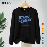 IELGY เสื้อสเวตเตอร์แขนยาวสีดำขนาดบวกของผู้ชาย