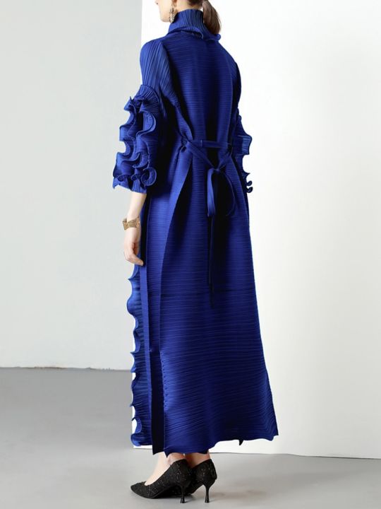 xitao-dress-long-sleeve-women-pleated-dress