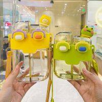 【jw】¤✈  Drinking Bottle Large-Capacity Double-Bin Plastic Cup Children Carrying with Cartoon Out