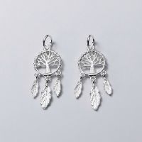 【HOT】 925 Sterling Silver Famous Dream Catcher Drop Charms Hollow Life Tree And Feather S925 Silver Pendant DIY Women Jewelry Findings