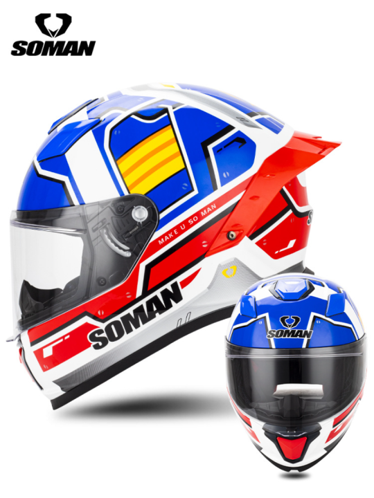 SOMAN New Motorcycle Helmet Noise Reduction Racing Helmet F1 Male and