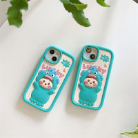 3D เคสซิลิโคนนิ่มสำหรับ IPhone 11 12 13 14 Pro Max ปลอกหลังซิลิโคนของเหลวกันกระแทกเคสโทรศัพท์สำหรับหญิงสาวน่ารักปลาสีเขียวน่ารัก