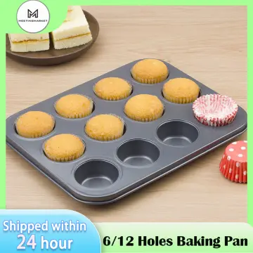 4 Holes Non-Stick Cupcake Baking Tray Carbon Steel Muffin Pan Cake Mould  Egg Tart Baking