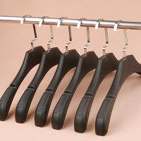 10Pcs Black Plastic Clothes Hangers Slip-Proof Bathroom Towel Holder Adult Wide Shoulder with Notch Drying Rack Organizer Coats