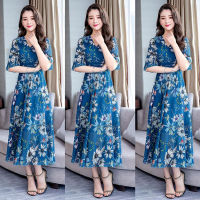 Women Chiffon Dress Spring Summer Floral Bohemian Long Beach Dress