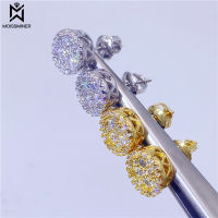 มิลลิเมตร Moissanite ต่างหูคลาสสิกรอบ S925เงินจริงเพชรเย็นออกหูกระดุมสำหรับผู้หญิงผู้ชายเครื่องประดับระดับไฮเอนด์ผ่านทดสอบ