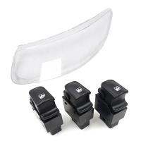 2 Set Car Accessories: 1 Pcs Car Clear Lens Shell Cover Front Headlight Cover &amp; 1 Set Power Window Switch Buttons