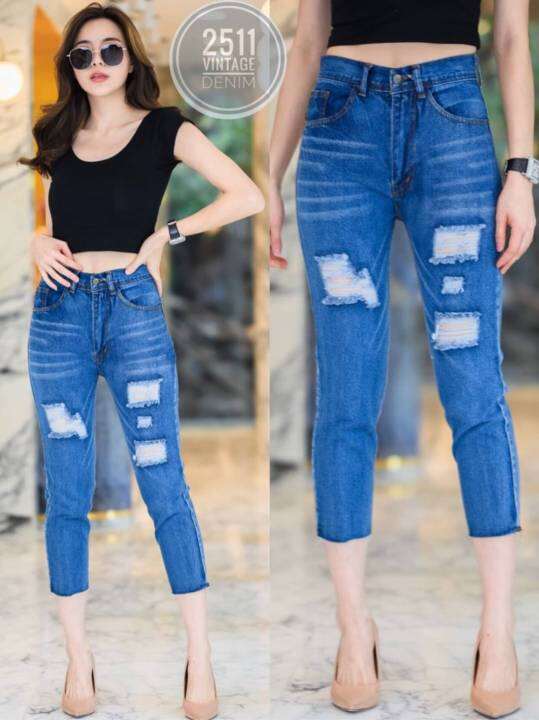 สินค้าใหม่-2511jeans-by-araya-กางเกงยีนส์-ผญ-กางเกงยีนส์ผู้หญิง-กางเกงยีนส์-กางเกงยีนส์เอวสูง-กางเกงยีนส์8ส่วน-ยีนส์เอวสูง-ผ้าไม่ยืด