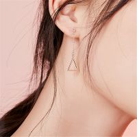 Asymmetry Simple Triangle Geometric Vertical Bar Tassel Earrings Women Jewelry