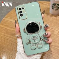 เคสโทรศัพท์ชุบโลหะด้วยไฟฟ้าหรู VRQR สำหรับ Infinix Tecno Pova 2 Neo Pova 3 Pova 4 Pro Tecno Pova LE7n LE6 LE6h LG7n LG6n LG8n Macaron พร้อมขาตั้งนักบินอวกาศระดับไฮเอนด์