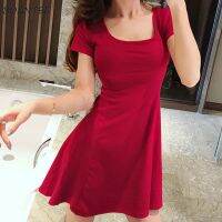 【CC】Dress Women Solid Ruffles Sexy Lady Skinny Stretchy Mini Dresses Female Clothing A-line Slim Ulzzang Beach Trendy Cute Girls New