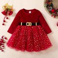 【cw】 Ma amp;Baby 1 5Y ChristmasRedToddler Kid GirlsSleeveTulleTutuDresses Xmas Costumes D01