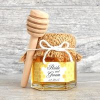 50 pcs Small Wood Jar Dispense Drizzle Honey Dipper Sticks Wedding Party Favor Baby Shower Diy Crafts Decoration Bee Pendants