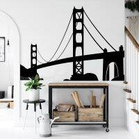 (ผนังสติ๊กเกอร์และรูปลอก) Perjalanan Tempat USA San Francisco ประตูทอง Stiker Dinkorasi Rumah Modern untuk Ruang Tamu Dinding Vinyl