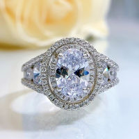 Temperament Big Diamond Ring S925 Silver Plated Platinum Men Women Confession Couple Hong Kong Style Simulation Moissanite Ring