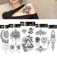 Black Flower Temporary Tattoo Sticker Waterproof Beauty Lace Cat Women 3D Blossom Girls Body Arm Art Tatoo