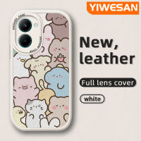 YIWESAN เคสสำหรับ Realme C33การ์ตูนกระต่ายน่ารักมาพร้อมกับเคสโทรศัพท์หนังนิ่มดีไซน์ใหม่ลูกแมวคลุมทั้งหมดป้องกันกล้องเคสนิ่มขอบสีกันกระแทก