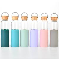 【YP】 Cross-border new single-layer glass bottle large-capacity bamboo lid retro heat insulation portable handle outdoor water cup