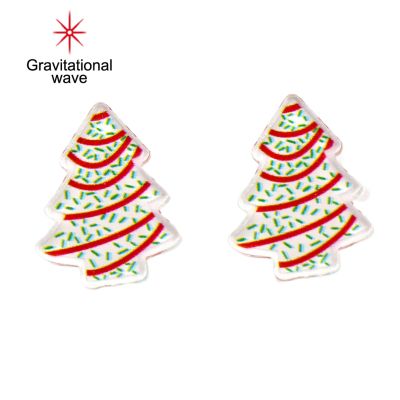 Gravitational Wave 1คู่หู Studs Mini Fun Hypoallergenic น่ารักอะคริลิคของขวัญแฟชั่นเครื่องประดับ Christmas Tree Shaped ต่างหูผู้หญิงสำหรับออกเดท