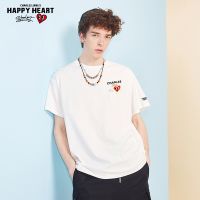 2023 NEWCharles Peach Heart แขนสั้นเสื้อยืดผู้ชายฤดูร้อนผ้าฝ้ายสีขาวอินเทรนด์เสื้อยืดครึ่งแขน