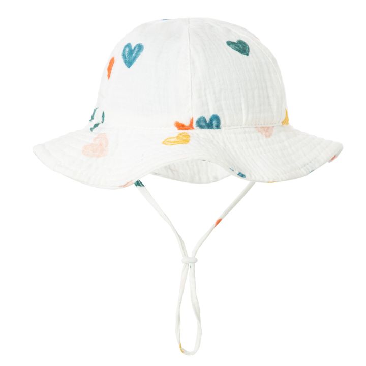topi-bucket-ผ้าฝ้ายสำหรับเด็กผ้ามัสลินหมวกกันแดดกลางแจ้งหมวกปานามาพิมพ์ลายเด็กหญิงเด็กชายหมวกปานามาชายหาด-topi-memancing-3-12เดือน