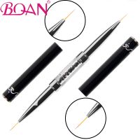 BQAN 9mm&amp;15mm Liner Brush Black Double Head Crystal Handle Drawing Brush Painting Pen Gel Polish Crystal Nail Art Manicure Tools Artist Brushes Tools