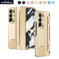 [Kickstand] [ปกป้องหน้าจอ] เคสชุบสำหรับ Samsung Galaxy Z Fold5 Fold4 Fold3พับ3 5ปกโล่ทอง