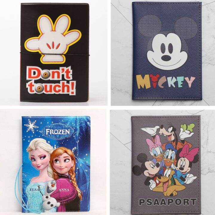 Disney Fashion PU Passport Cover Frozen 2 Elsa Mickey Winnie Cartoon