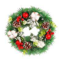 Door Wreath for Christmas 30cm/11.8inch Beautiful Artificial Farmhouse Wreath Front Door Christmas Decorations Reusable Round Christmas Door Sign for Front Door Wall Window bearable