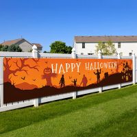 200x40cm Happy Halloween Banner Bloody Bat Pumpkin Ghost Print Party Backdrop Hanging Banner Halloween Decorations Outdoor 2023