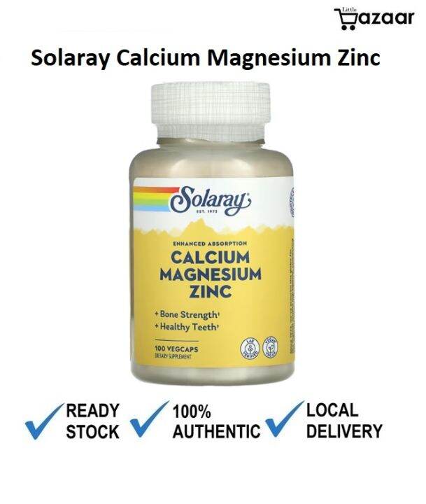 Solaray, Calcium Magnesium Zinc, 100 VegCaps (Exp June 2026) Lazada