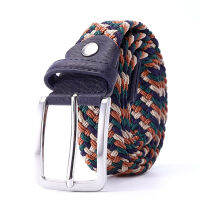 Men Women Casual Knitted Elastic Belt Pin Buckle Mixed Color Webbing Strap Canvas ided Stretch Belts Military Tactical