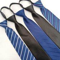 8cm Striped Neck Ties for Men Casual Suits Solid Lazy Zipper Tie Skinny Mens Neckties for Business Wedding Slim Men Ties