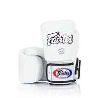 Fairtex Boxing Gloves BGV1 Universal Gloves Tight-Fit White (8,10,12,14,16 oz.) for Sparring MMA K1 นวมซ้อมชก แฟร์แท็ค BGV1 สีขาวทำจากหนังแท้