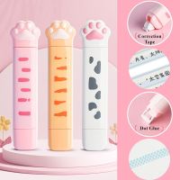 2 In 1 Correction Tape with Dot Glue Cute Cat Paw Kawaii 3M Glue Tape Novelty Correction Student Gifts School Office Supplies