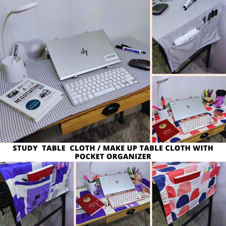 Minimalist Study Office Table Cover Organizer Plain Printed Make Up