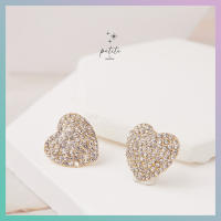 [petite by PRAKYRE] Diamond Heart Earrings - ต่างหูแบบติดหูรูปหัวใจตกแต่งด้วยเพชรทั้งดวง