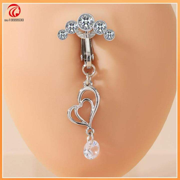 SU1999930 Clip on Umbilical Fake Belly Rings Antiallergy Faux Belly