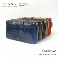 Prang Crocodile Leather Long Zipped Wallet กระเป๋าสตางค์ ซิปเดี๋ยว หนังจระเข้ C-W01T(S)-AY