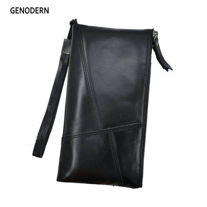 layor-wallet-genodern-หนังแท้ผู้ชาย39-s-กระเป๋าโทรศัพท์-cowhide-กระเป๋าสตางค์ยาวสำหรับผู้ชายที่มีซิปหนัง-wristlet-ผู้ชาย39-s-กระเป๋าคลัทช์