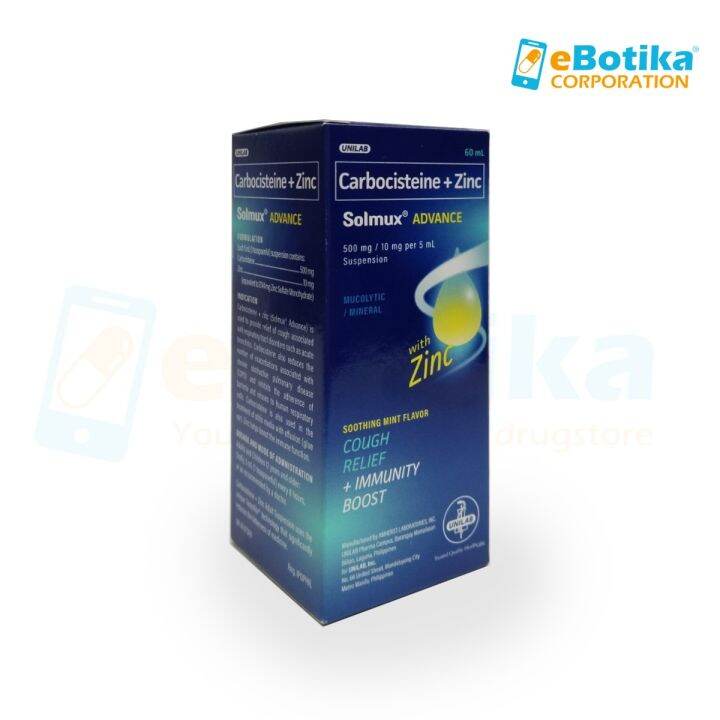 Solmux Advance (Carbocisteine+Zinc)500mg/10mg Per 5ml Suspension 60ml ...