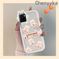 เคส Chenyyyka สำหรับ VIVO Y15s Y15a เคส Y01รูปการ์ตูนหมีนำโชคมีโบว์เล็กๆน้อยๆมอนสเตอร์เคสนิ่มกันกระแทกทนต่อการขีดข่วนเคสโทรศัพท์โปร่งใสฝาครอบป้องกันเลนส์กล้องถ่ายรูป TPU ซิลิกาเจล