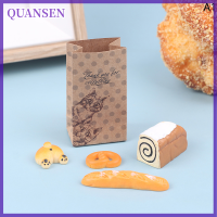 QUANSEN 1/12 dollhouse bread Paper BAG ตุ๊กตาขนมปังขนาดเล็ก Pizza Model Decoration