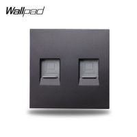 Wallpad S6สีดำสีขาวคู่2คอมพิวเตอร์ RJ45ข้อมูลอินเทอร์เน็ต CAT6สายไฟผนังเต้าเสียบ Modular DIY ผสมฟรี