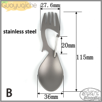 หัวเข็มขัดพวก Guoyuqiche สำหรับตั้งแคมป์ปิคนิคกลางแจ้งที่เปิดขวดเครื่องใช้โต๊ะอาหารส้อมช้อนไทเทเนียมสำหรับตั้งแคมป์