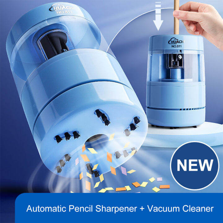 SeamiArt 2in1 Electric Pencil Sharpener Desktop Vacuum Cleaner Automatic School Child Gift